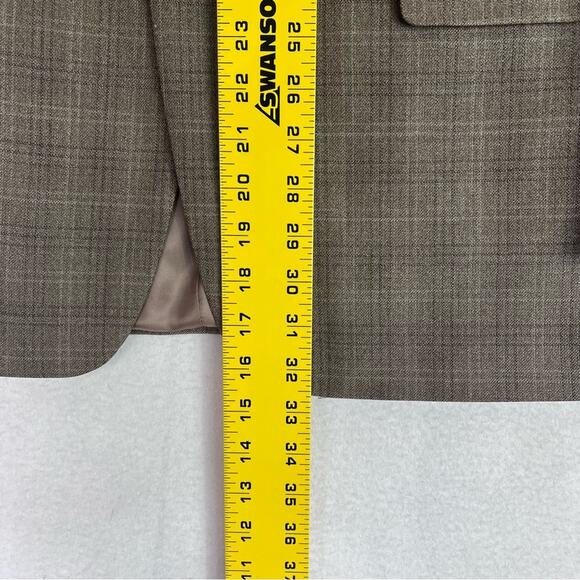 Lauren Ralph Lauren Sports Blazer Mens 44R Silk Wool Blend Plaid Taupe - Picture 12 of 13